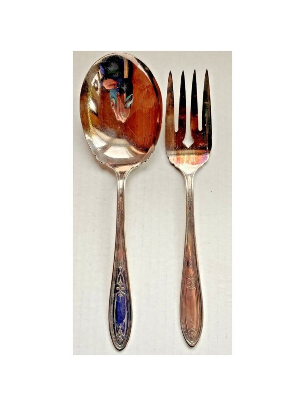 Vintage 1921 Maywood Silverplate Grosvenor 8¾" Serving Spoon & 8" Set